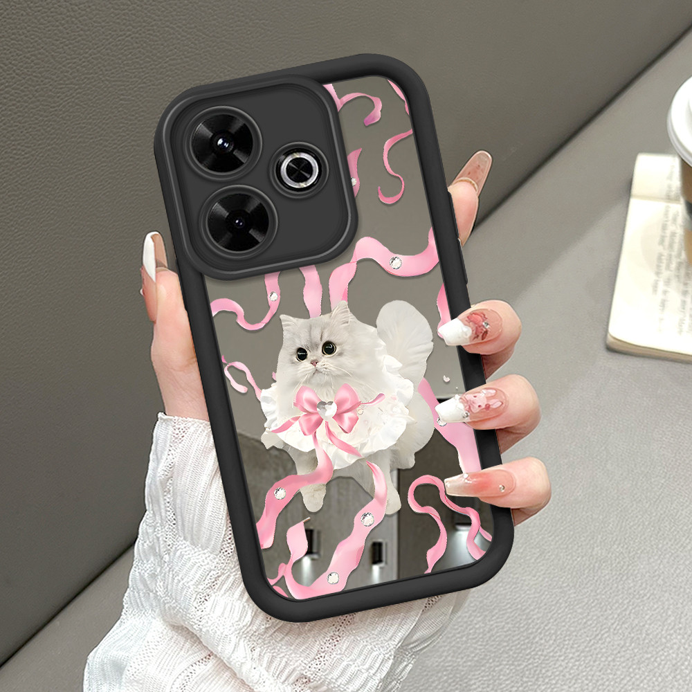 Casing Hp Untuk Xiaomi Redmi 13 13X Poco M6 4G 5G Cermin Softcase Case Phone Kesing Mode Kucing 8507
