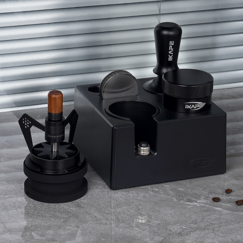 Ikape Espresso Products, Coffee Tool Set With Abs Smile Knock Box And V3 Tamper (Six-Piece Suit,
