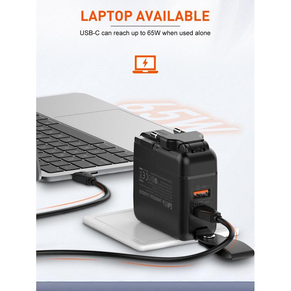 Ldnio Traver Wall Charger Q2618 Usb C Pd 65W Gan Technology Universal Plug Super Fast Charging Ori