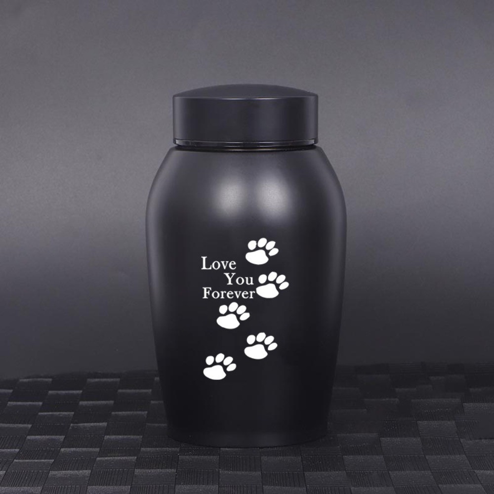 Keepsake Urn Stainless Steel Pet Ashes Urn Black Portable Pet Cremation Urn Moisture-Proof Memorial
