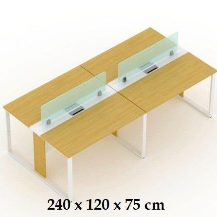Meja Partisi Workstation Sekat Kaca 4 Meja Staff Orang Seater Kantor Kampus Ruko Rumah Sakit