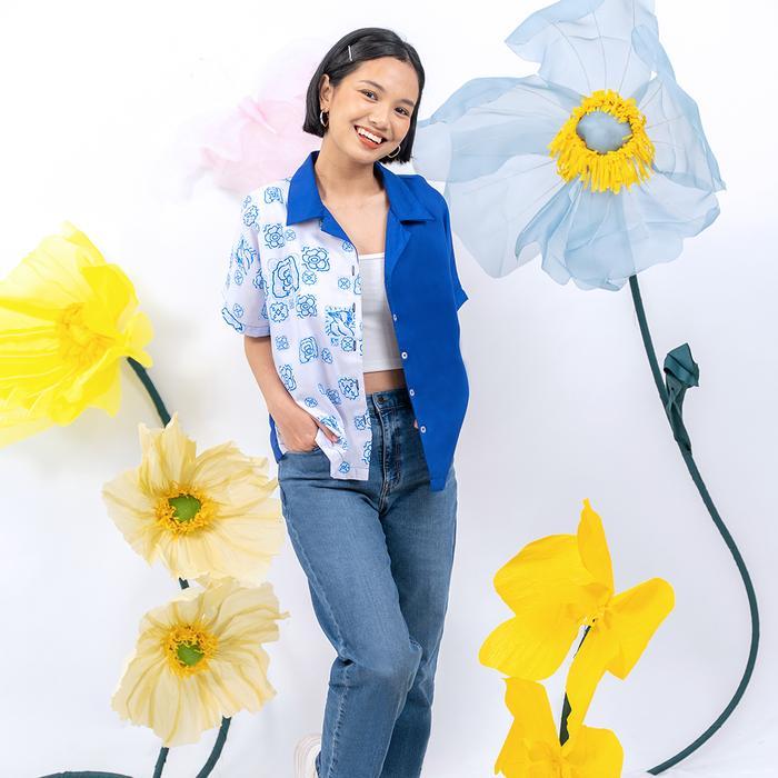 sbcx- Sovlo Kemeja Oversized Avery - Atasan Wanita Motif Printing