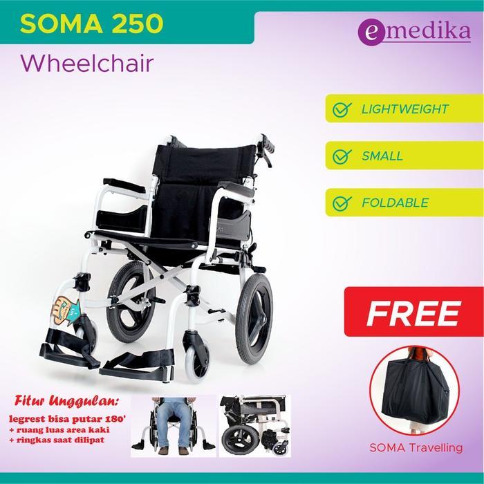 Kursi Roda Traveling SOMA Aluminium 250 14" ( Wheelchair Roda Kecil )