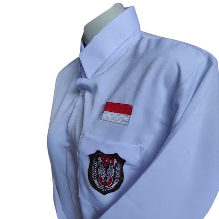 Baju Seragam Sekolah Lengan Panjang Bet Bordir Sd + Bendera Merah Putih Merk Seragam