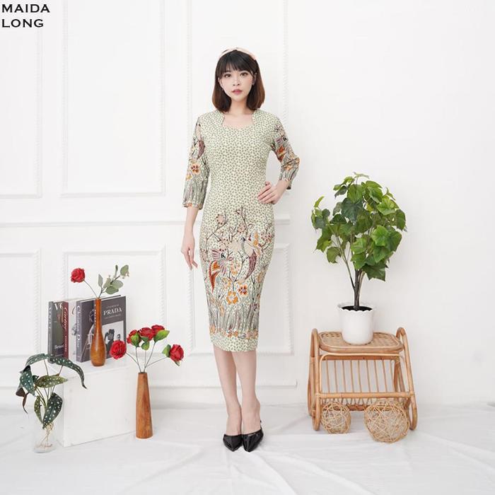 (COD) EVERCLOTH MAIDA LONG DRESS WANITA BATIK COUPLE MODERN DRESS BATIK MODERN