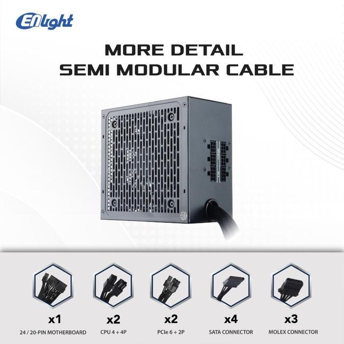 ENLIGHT 650W 750W 850W BLACK SILVER - 80+ PLUS BRONZE SEMI MODULAR PSU