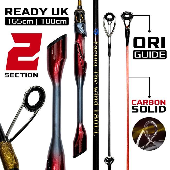Joran 2 Sambung Atas Joran Pancing Ultralight 6-15Lbs Spinning Rod 2 Section Carbon Solid Action