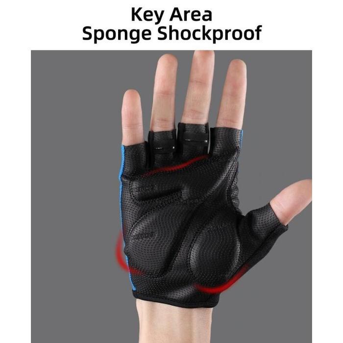 5y4j- Rockbros S106 Bike Glove Half Finger Sarung Tangan Sepeda Motor Outdoor Sport 2 Warna