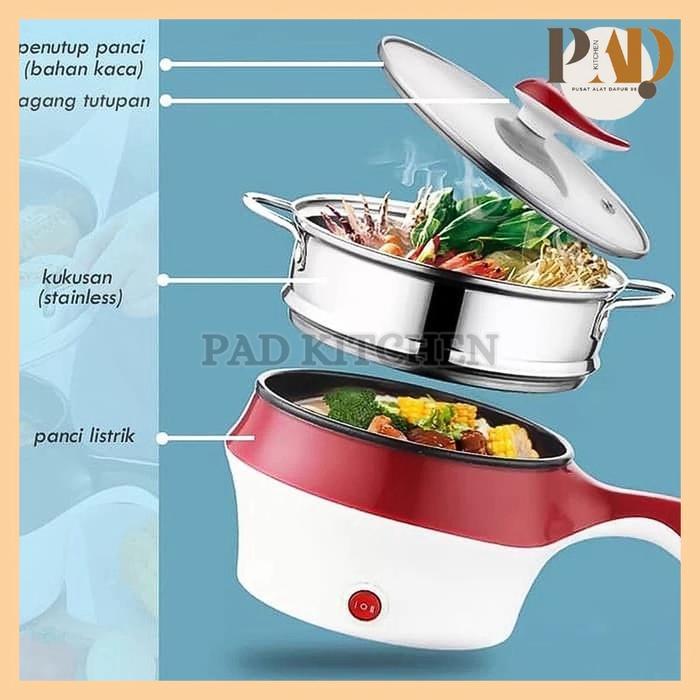 News PANCI KUKUS+GORENG - Panci Mini Listrik Multifungsi Stainless Elektrik