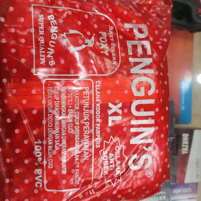 Jas Hujan Pinguin Polkadot Setelanan Celana