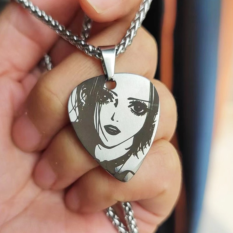 Anime Nana Oosaki Nana Cosplay Necklace Rock Uni Stainless Steel Choker Guitar Pick Pendant Jewelry