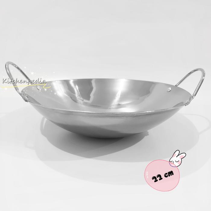 Kuali Mini Stainless Tebal Penggorengan Kecil Wajan Masak Panci 22cm