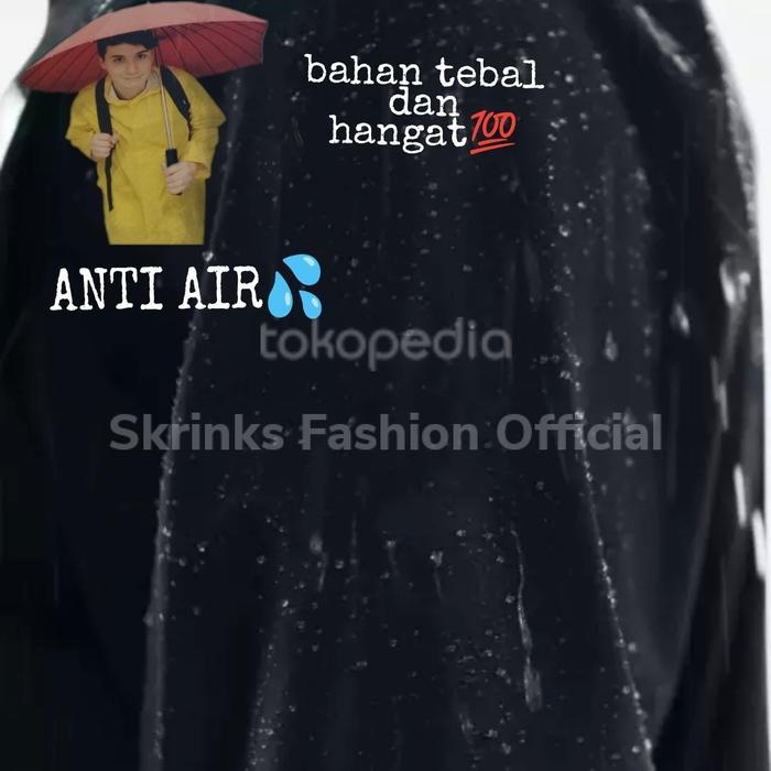 JAKET WINTER JUBAH WATERPROOF LONG COAT PRIA HITAM-XXL