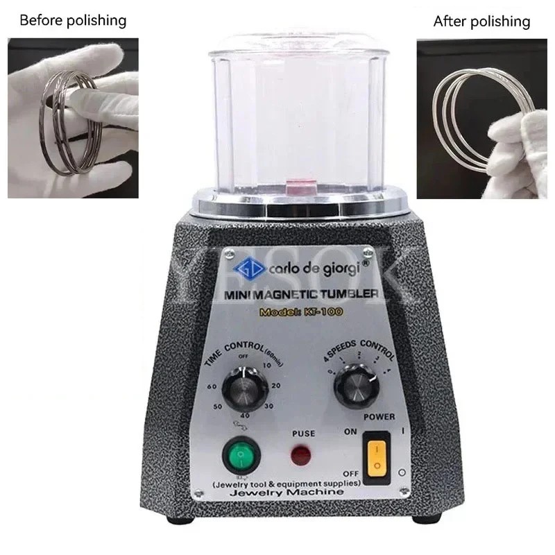 - Kt-100 Mini Magnetic Tumbler Magnetic Polishing Machine Diamond Polishing Tumbler Gemstone