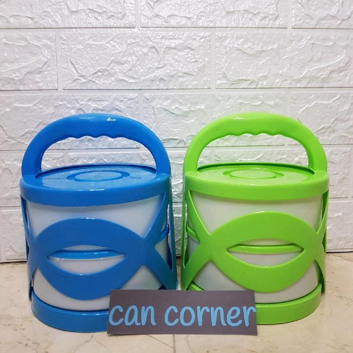 Rantang Monthong Susun 2 / Rantang Plastik 2 Susun / Rantang Plastik Susun 2 Biru Hijau rantang