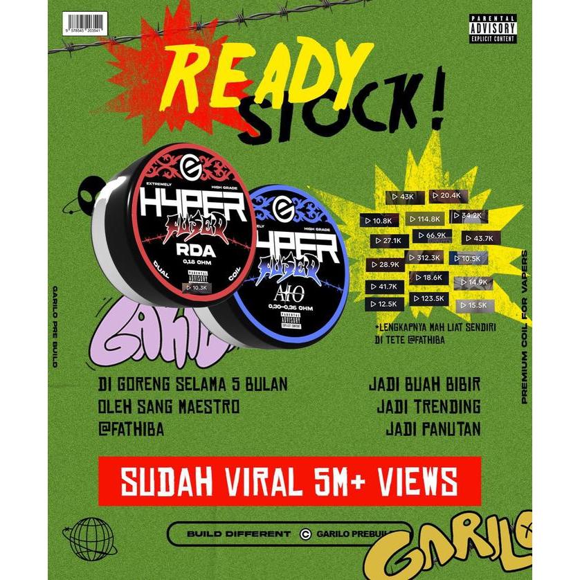 GARILO HYPERFUSED RDA 0.18 OHM AIO 0.30-0.36 OHM AUTHENTIC