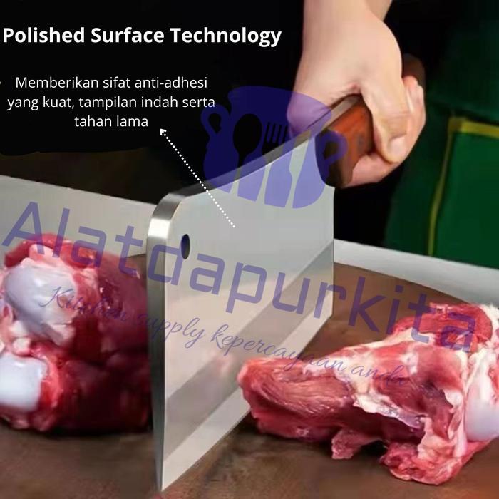 nrd Pisau Potong Daging Cincang Super Tajam Parang Golok Cacah Tulang Jumbo Bahan Baja Stainless