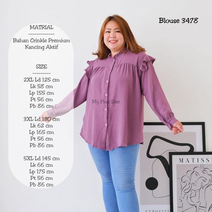 RELIGBANGET- Blouse Crinkle Jumbo Wanita 3478, Ld 125, 130 & 145 Cm