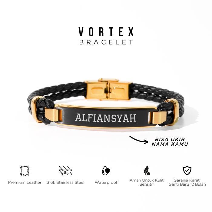 05kq- Project Ninetyseven - Vortex Bracelet - Gelang Pria Bebas Ukir Nama, Gelang Kulit,