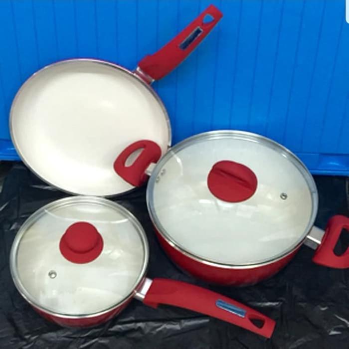PANCI SET Q2 ORI PANCI KERAMIK CERAMIC 5IN1 TUTUP KACA ANTI LENGKET SL