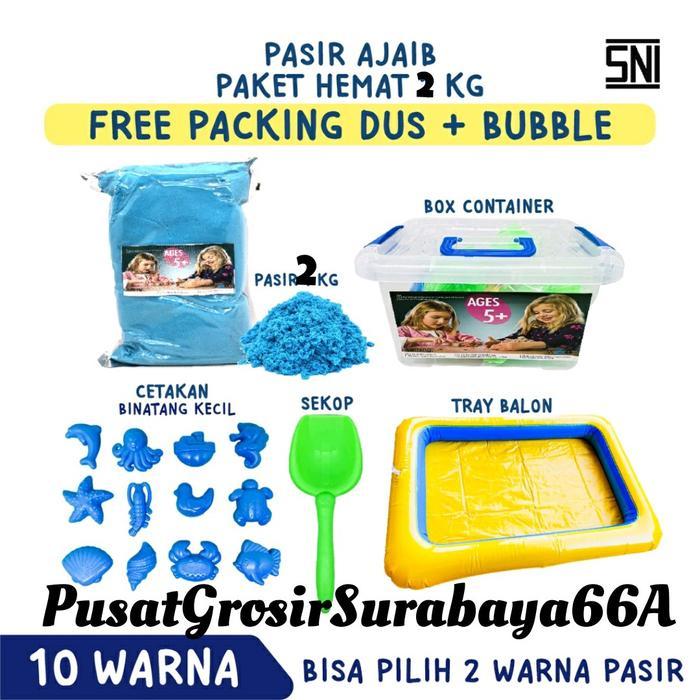 Mainan pasir ajaib lengkap anak 2 kg - Mainan Edukasi Pasir Ajaib 2 Kg Set Hadiah