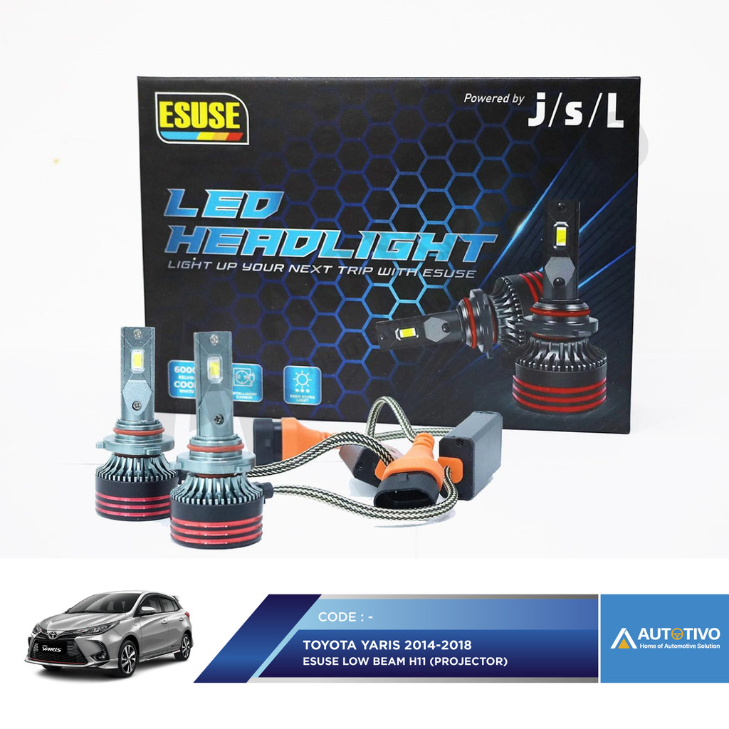 Esuse LED Super Bright Bohlam Lampu Mobil Yaris 2014-2017 H11 HB3 55Watt