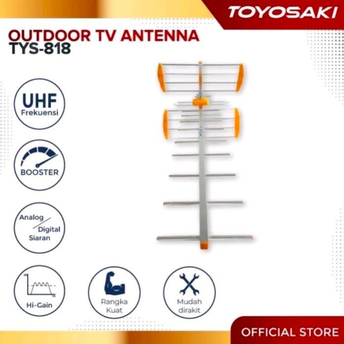 Promo Toyosaki Antena Tv Luar Digital Tys-818 Outdoor Kabel 10 Meter Kuat & Tahan Cuaca Cocok