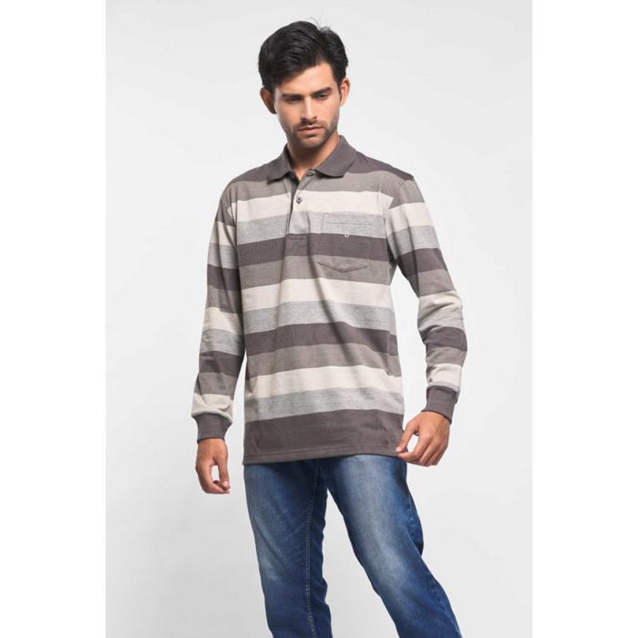 Baverre By Hassenda - Dev Kaos Polo Kerah Salur Lengan Panjang Vpb20016Ackt Abu