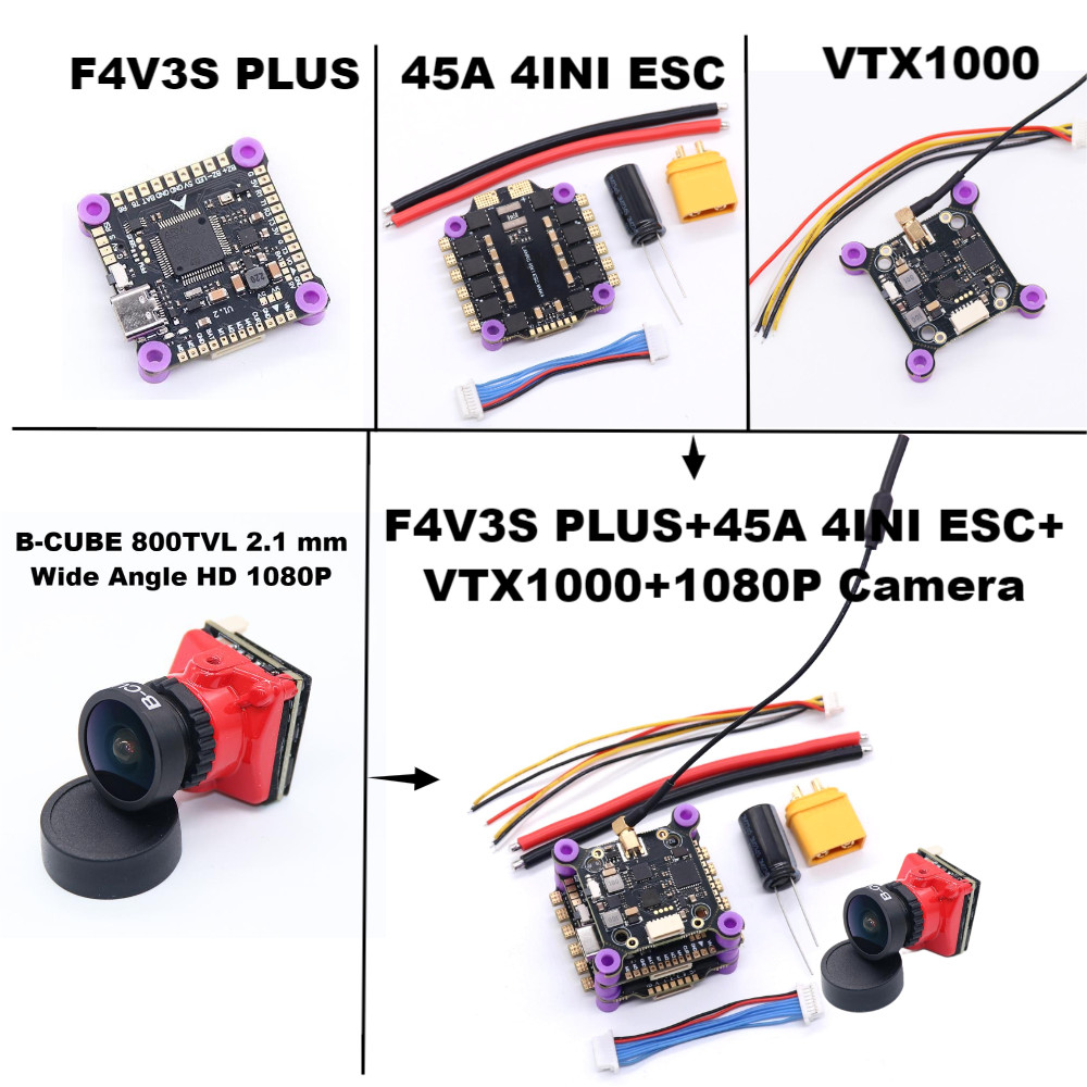 F4V3S/ F4V3S Plus+45A/60A 4In1 Esc+Vtx1000+1080P Camera Inav Betaflight Board Barometer Osd