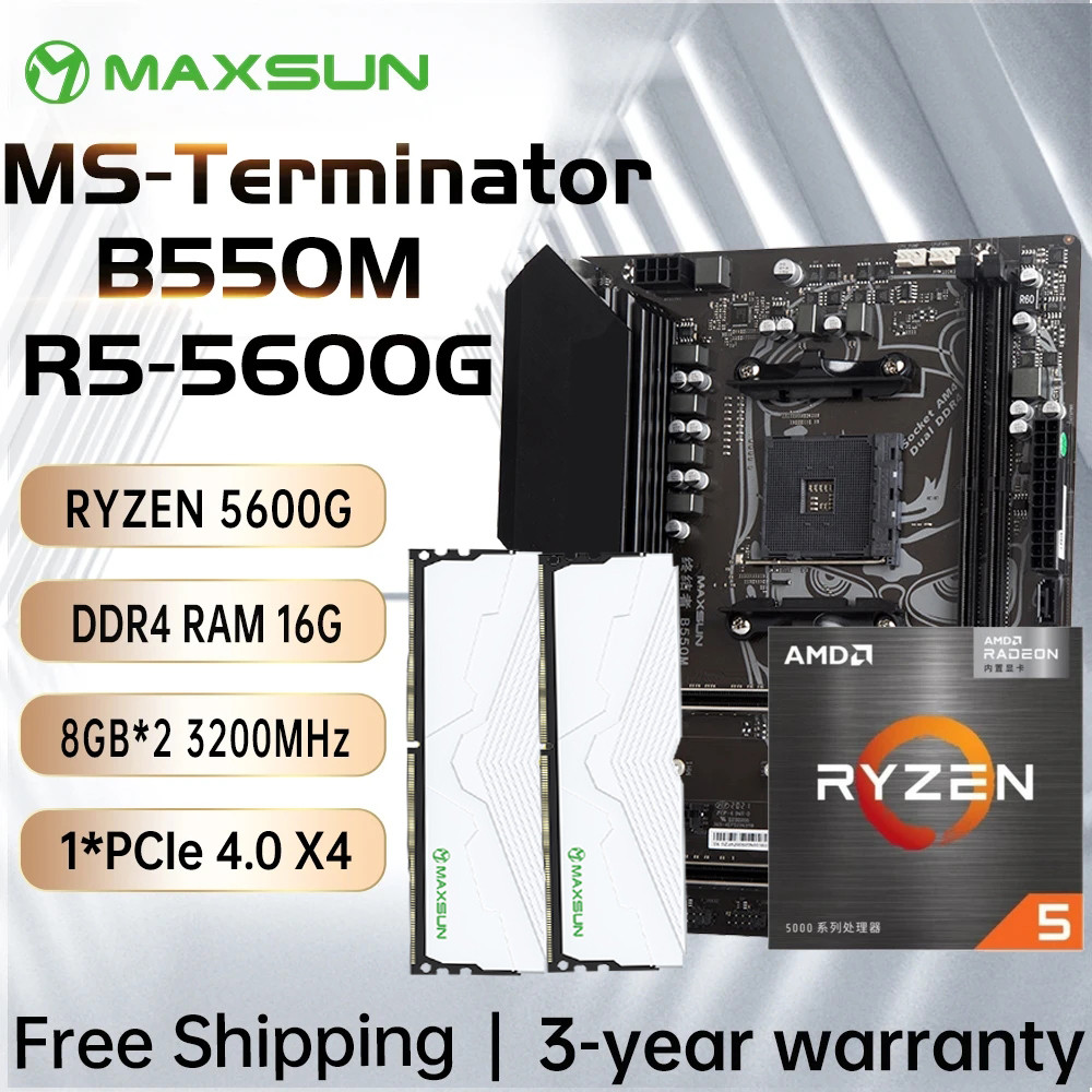 - Maxsun Gaming Motherboard Combo Terminator B550M With Cpu Amd Ryzen 5