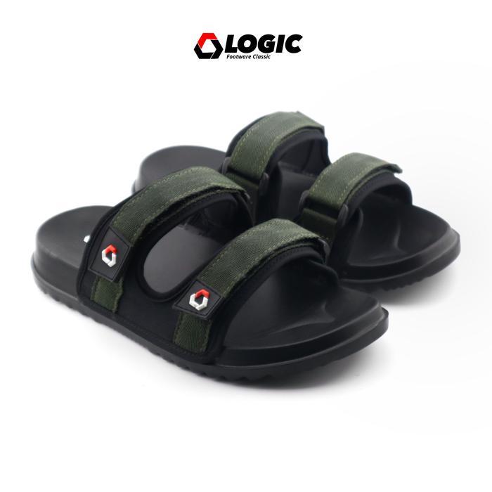TERMURAH Sandal Selop Pria Kekinian Logic dengan Upper Jersey + Webing Velcro - Sendal, Shoes