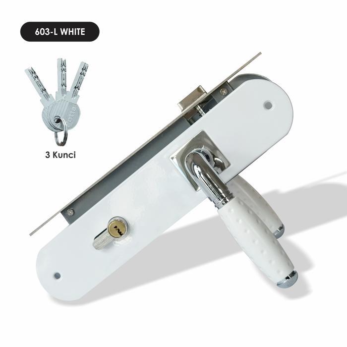 Jimali.Fabilo - Potta Handle Pintu 25Cm Kotak Putih Full Set Gagang Pintu Rumah