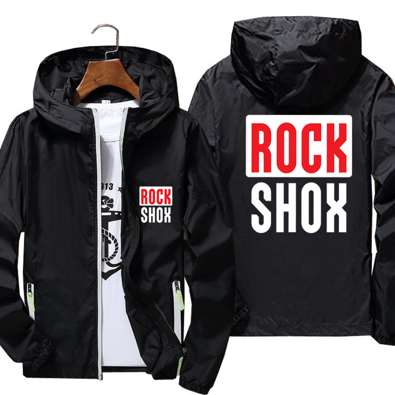 Rockshox Rock Shox Shock Suspension Mountain Mtb Men's Hooded Zipper Thin Windbreaker Coat Jacket