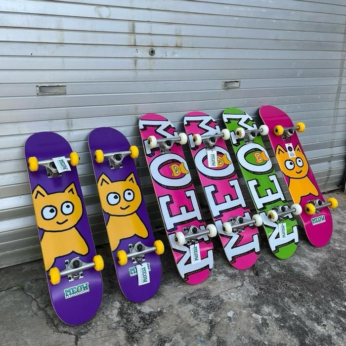 MEOW SKATEBOARD KOMPLIT FULLSET UKURAN 7.0, 7.5, 7.75. SKATEBOARD COMPLETE.
