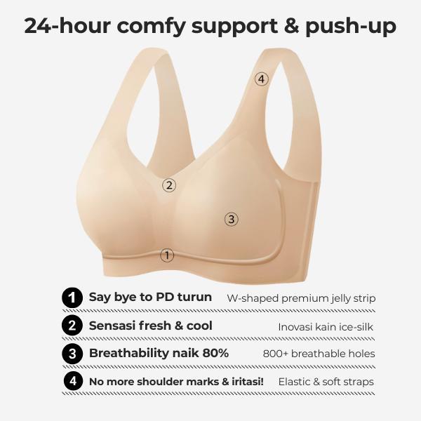 BRAVO-Cooling Collection Full Support Super Seamless Bra 1 PCS Wireless Seamless Bh Wanita Setelan