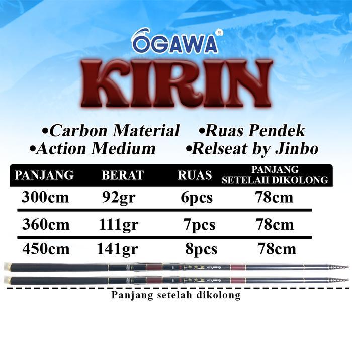 Joran Tegek Kolong Ogawa Kirin bahan carbon ringan