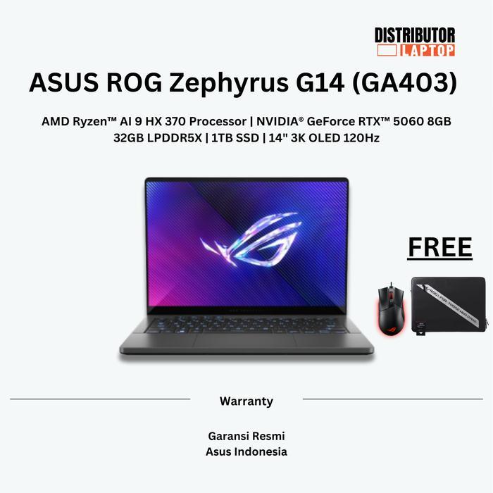 ASUS ROG Zephyrus G14 GA403WM AMD Ryzen AI 9 HX RTX 5060 32GB 1TB 14" OLED 120Hz