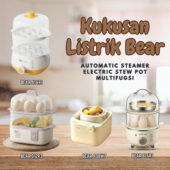 Bear Egg Steamer Elektrik 2 Susun Stainless Egg Boiler Steamer Food
