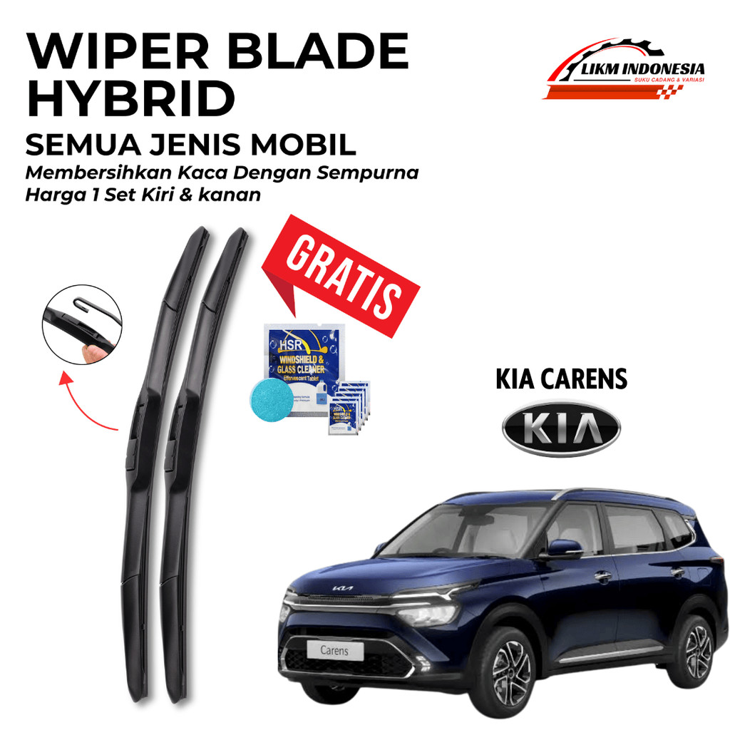 Wiper KIA Carens 1999-2010 Tipe Hybrid | Free 5 Tablet Sabun Pembersih Jamur Kaca
