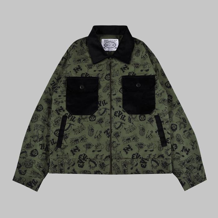 EVILSPIRIT JACKET - JOVANI GREEN UNISEX Jaket Pria Wanita Casual Tebal Keren Nyaman Distro Baseball