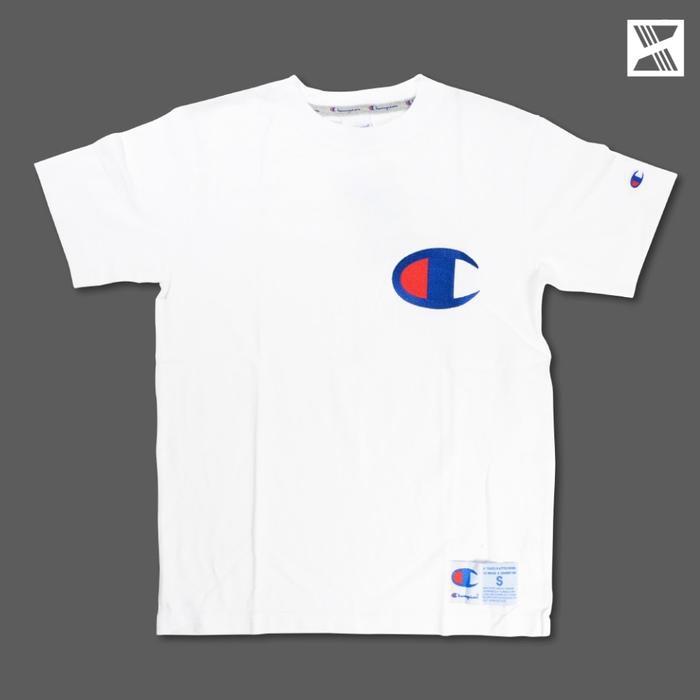CHAMPION STITCHING BIG LOGO TEE - WHITE 100% AUTHENTIC