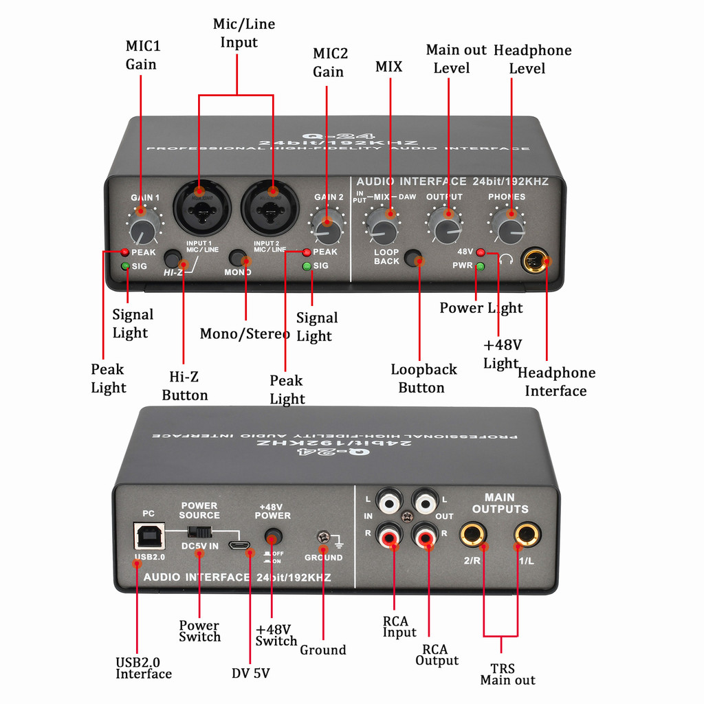 Boss Q24 Professional Audio Interface 24Bit Sound Card Monitoring