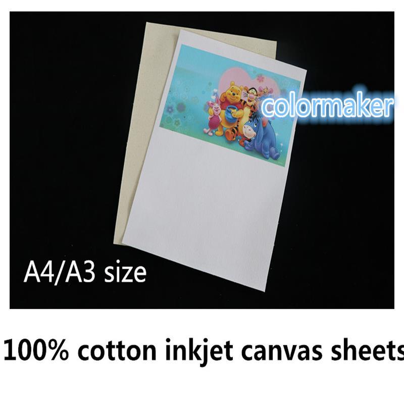 A4/A3/A3+/A2 Matte Surface Inkjet Printable Pure Cotton Canvas Sheets For Inkjet Printer