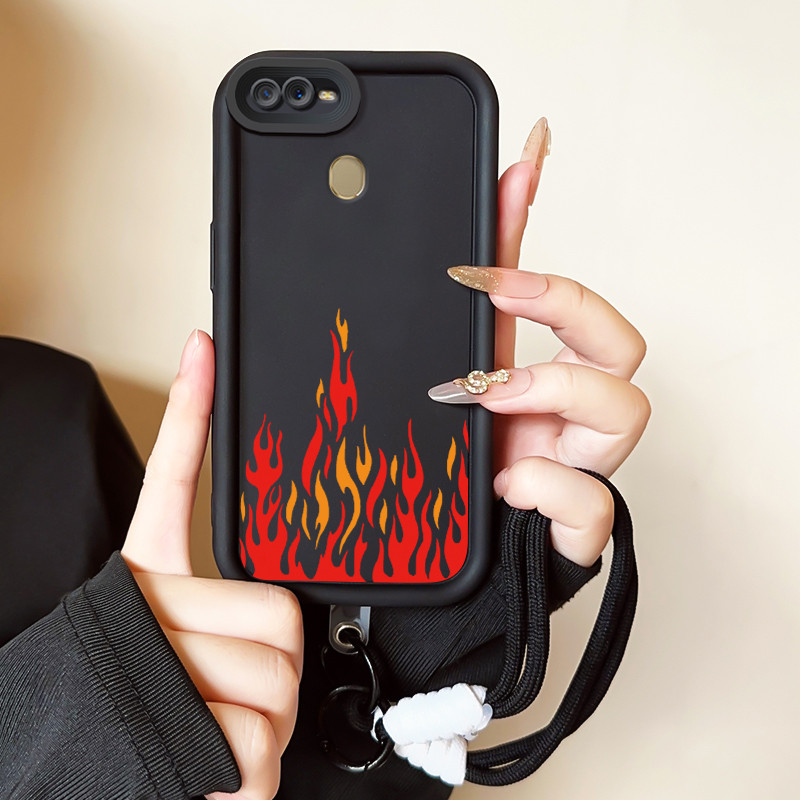 Casing Hp untuk OPPO A7 A5s A12 A12s A11K Case Casing HP Softcase Ponsel Soft Shell dengan Tali Sili