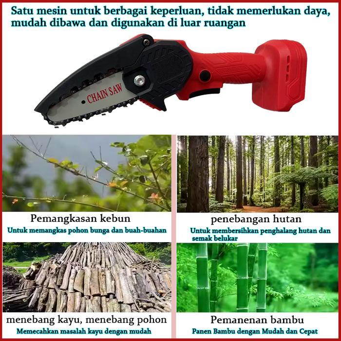 MAKITA MESIN CHAINSAW 4 INCH CORDLESS CHAINSAW 998V GERGAJI BATERAI GERGAJI RANTAI ELEKTRIK MINI 2