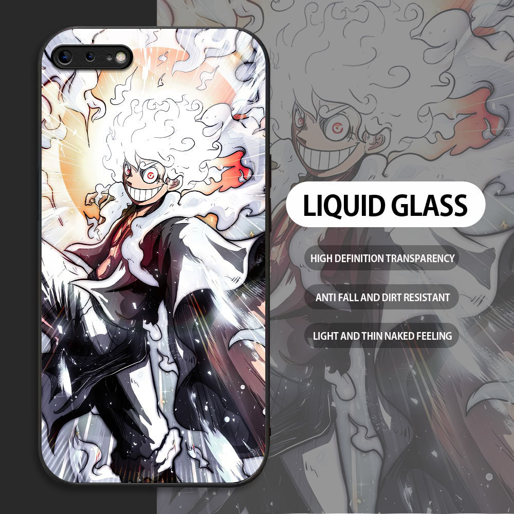 For Apple iPhone 6 6S 7 8 Plus SE2020 se2022 Casing Handphone  One Piece Luffy Gear 5 Glass kesing P