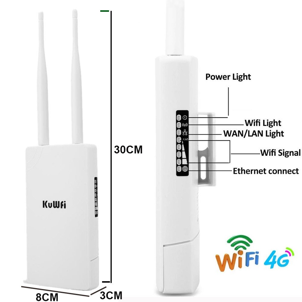 Kuwfi Waterproof Outdoor 4G Wifi Router 150Mbps Cat4 Lte Routers
