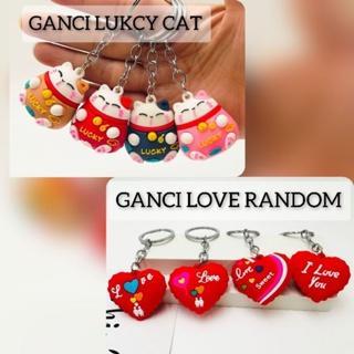 NEW GANTUNGAN KUNCI TAS LUCKY CAT / KEYCHAN LOVE MERAH
