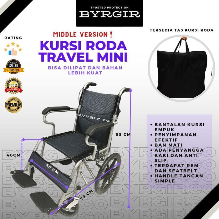BYRGIR Kursi Roda Lipat Travel Foldable Wheelchair Minimalis Ban Mati