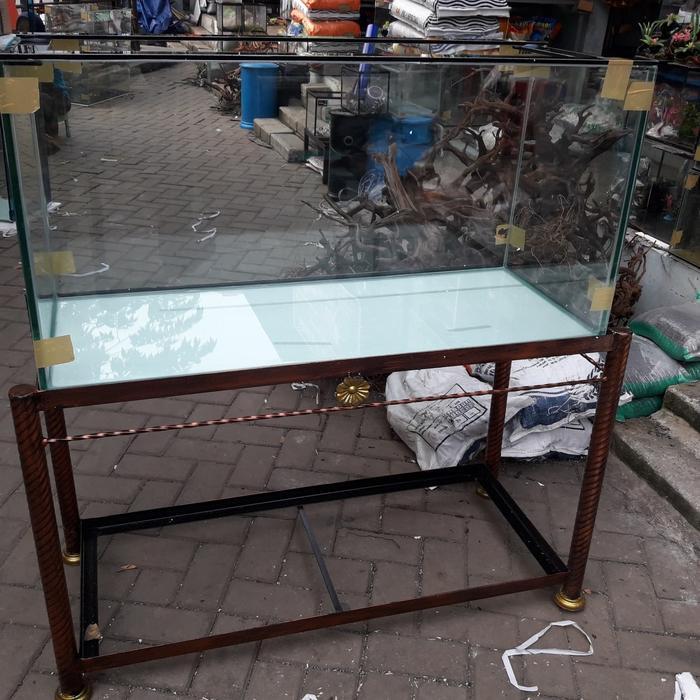 AAQUARIUM 100X40X50 KACA FULL 8 MILI +RAK 100X40 TINGGI 70 BESI ULIR